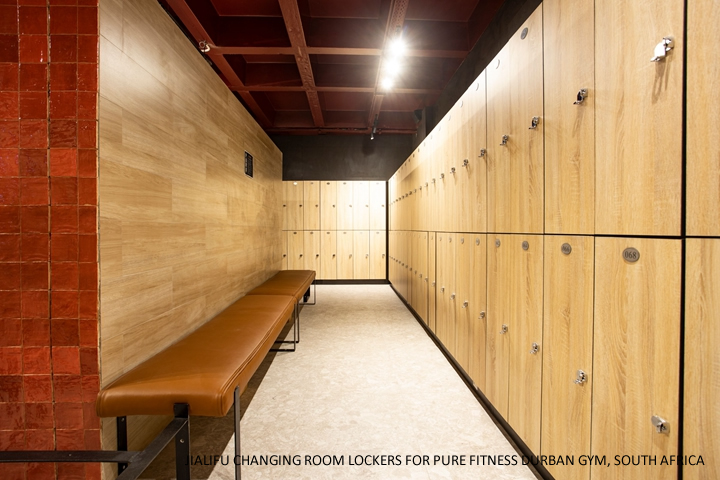 JIALIFU Changing room lockers, toilet partitions and shower cubicles and benches for Pure Fitness Durban Gym, South Africa