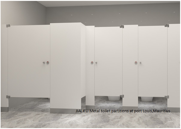 Metal toilet partitions at port Louis,Mauritius