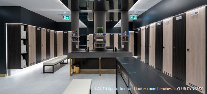 JIALIFU Spa lockers and locker room benches at CLUB DYNASTY